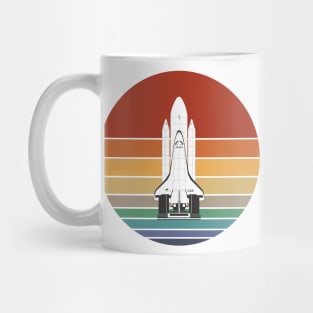 80s Retro Space Rocket On A Colorful Sun Mug